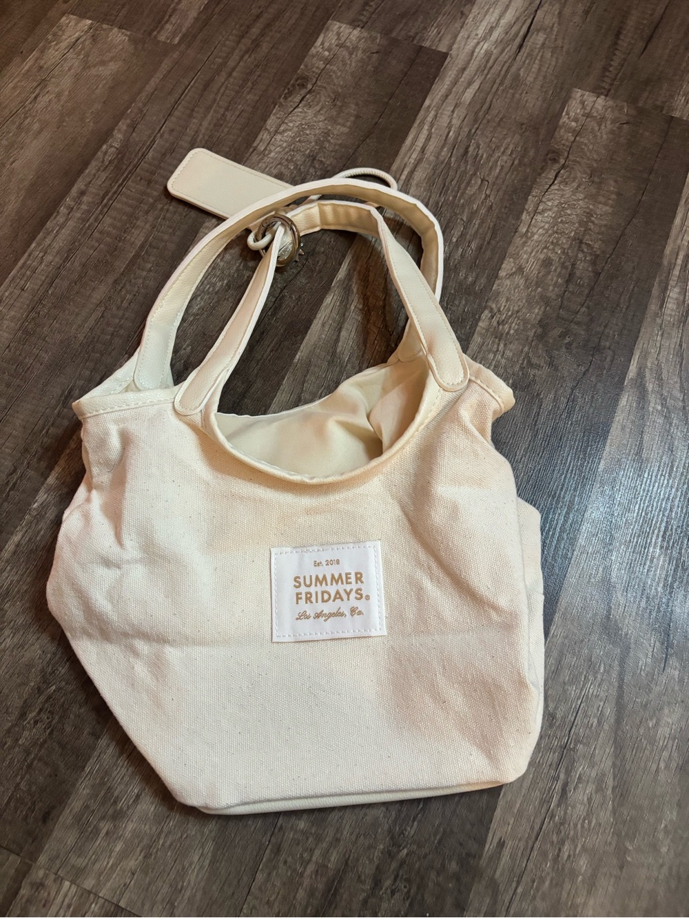 Summer Fridays Cream Canvas Tote with Branded Patch